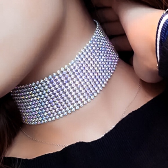 🔵𝟲𝟱%𝗢𝗙𝗙 𝗯𝘂𝗻𝗱𝗹𝗲𝘀 𝟯+🔵 NEW Wide Glamorous Rhinestone Choker - Picture 12 of 16